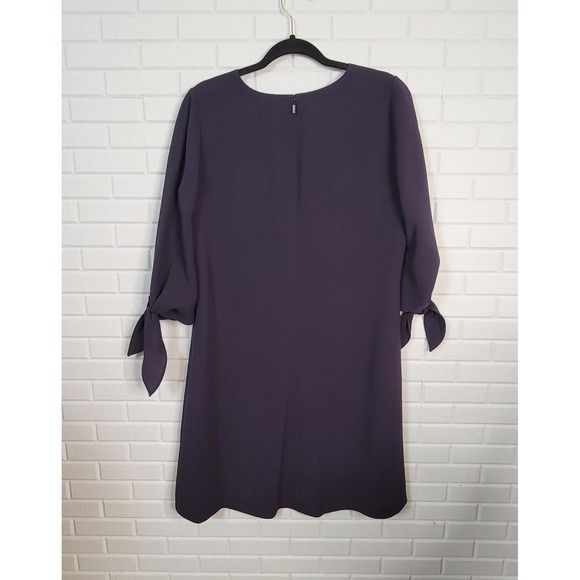 Lafayette 148 Sz M Kenna Finesse Dress‎ Navy Blue Tie Sleeve Career Minimalist - Picture 2 of 6